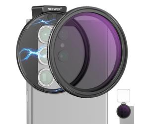NEEWER 67mm Clip On Variable ND2ND32 Phone Lens Filter Kit, Phone Clip with M...