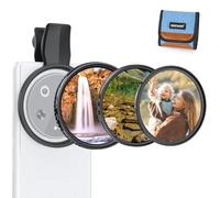 NEEWER 67mm Variable ND Filter Set Compatible with Android, 3 Pack Clip On CPL Circular Polarizing + ND2-32 + Black Mist Diffusion 1/4 Phone Camera Lens Filter Photography Accessories Kit, FL-B38