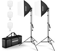 NEEWER 700W Equivalent Softbox Lighting Kit, 3Pack 5700K LED Lighting Bulbs, 24x24 inches Softboxes with E26 Socket, Photography Continuous Lighting Kit Photo Studio Equipment