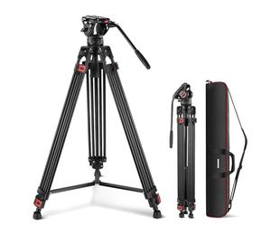NEEWER 74 Inch Pro Video Tripod with Fluid Head, QR Plate Compatible with DJI RS Gimbals, Durable Camera Tripod with Telescopic Handle Scaled Base for DSLR, Max. Load 17.6 lb/8 kg, TP74