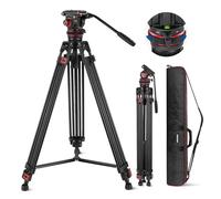 NEEWER 74" Video Tripod with Adjustable Damping Fluid Head, TP75 | Metal, Heavy Duty, Dual-Mode QR Plate, Compatible with DJI RS Gimbals, Flexible 360° Pan, +90°-75°Tilt, Max Load 22lb/10kg