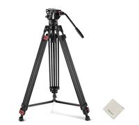 NEEWER 74" Video Tripod with Fluid Head & Damping Control, Aluminum Heavy Duty Camera Stand Professional with QR Plate for DSLR Camcorders for Video Recording, Cleaning Cloth, Max Load 17.6 lbs, TP74