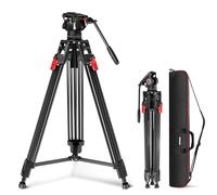 NEEWER 76" Video Camera Tripod with Fluid Head, One Step Quick Release Portable Tripod, Aluminum Heavy Duty Tripod Stand, Dual Mode QR Plate for DSLR Cameras Camcorders, Max Load 17.6lb, LL27