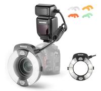NEEWER 76Ws Marco Ring Flash Compatible with Sony Cameras, 1-1/128 Output, GN15 5600K TTL Flash Light with Front/Rear Curtain Sync, Color Gels, Lens Adapters for Macro Photography Lighting, RF1-S