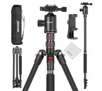 NEEWER 77" Camera Tripod Monopod with Holder for Video Recording, Compact Aluminum Lightweight Travel Stand with Ball Head QR Plate Bag Cleaning Cloth, Max Load 34lbs