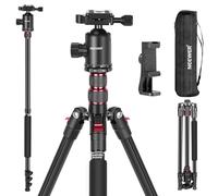 NEEWER 77" Tripod Monopod for DSLR Camera, Phone Holder Compatible with 16 15 Pro Max Plus, Lightweight Aluminum Travel Tripod w/ 360° Ball Head, 2 Axis Center Column, Arca Type QR Plate, Bag