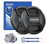 Neewer 77mm Lens Cap Kit (2 Pack), Lens Cover with Anti Loss Strap and Cleaning Cloth, Compatible with Canon Nikon Sony Fujifilm Panasonic Camera Lens of 77mm Diameter