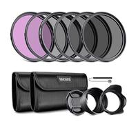 NEEWER 77mm ND Lens Filter Kit: UV, CPL, FLD, ND2, ND4, ND8, Hood and Cap