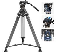 NEEWER 78" Carbon Fiber Video Tripod with Fluid Head, Locking Tripod Release with 6 Level Counterweight, 4 Level Swivel/Tilt Damping, Dual Mode QR Plate, Max Load 18lb, LL55