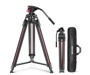 NEEWER 79"/2m Video Camera Tripod with Fluid Head, One Step Quick Release Aluminum Heavy Duty Tripod Stand with QR Plate Compatible with Canon Nikon Sony DSLR Camera Camcorder, Max Load 17.6lb, LL38