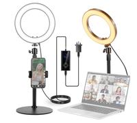 NEEWER 8" 18W High Power Desk Ring Light with Stand & Phone Holder, Circle Selfie Ringlight for iPhone Streaming Vlogging Recording, Video Conference Lighting Kit for Laptop Computer Zoom Call, RH8B