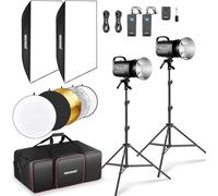 NEEWER 800 W Studio Monolight Flash Light Set (2 Pack), S101-400 W 5600 K Studio Flash with 150 W Adjusting Lamp/Bowens Mount/Softbox/Stand/Reflector/RT-16 Shutter/Bag for Portrait Product Photography