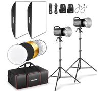 Neewer 800Ws Studio Monolight Flash Light Kit: 2 Pack S101-400W PRO 5600K Strobe Lights with 2.4G Trigger/150W Modeling Lamps/Bowens Mount/Softboxes/Stands/Reflector/Bag, Compatible with QPRO