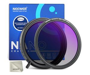 NEEWER 82mm ND Filter Set, True Colors 2 In 1 Variable ND2-32 & CPL with Magnetic ND32 Filter, Single Knob for Exposure Control Accurate Color Reproduction, No Vignetting & X Cross