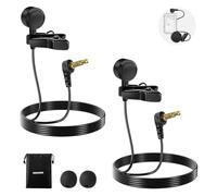 NEEWER ø9.7mm Lavalier Microphone (2 Pack), 3.5mm TRS Clip On Lapel Wired Omnidirectional Condenser Lav Mic with 1.5m Cable & Windscreen for Video Recording, Vlogging, Filming, LM10