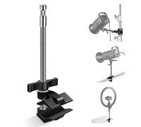 NEEWER 9" End Jaw Grip with 5/8" Stud, Steel Shaft End Pipe Grip Clamp with Adjustable Aluminum Jaws, Rubber Pads for C Stand, Anti Twist, Spin Handle Easy Lock for LED Video Light Softbox,UA041
