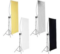 Neewer 90 x 180 cm Photo Studio Flat Panel Light Reflector with 360 Degree Rotating Holding Bracket and Carrying Bag - Gold/Silver and Black/White