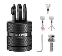 NEEWER Action Camera Tripod Mount Adapter Compatible with GoPro Hero 13 Go Pro 12 11 10 9 Black DJI Osmo Action 5 Pro 4 3, 360° Swivel 1/4"-20 to 3 Prong Mount for Standard 1/4 Accessories, GP-89
