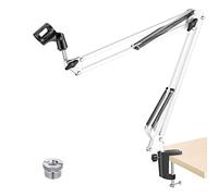 NEEWER Adjustable Microphone Suspension Boom Scissor Arm Stand, Max Load 1 KG Mic Stand for Radio Broadcasting, Voice-Over, Stage and TV Stations, Compatible with Blue Yeti Snowball Yeti X,etc (White)