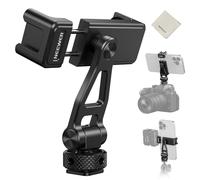 NEEWER Adjustable Phone Tripod Mount with Cold Shoe 1/4" Thread 180° Tilt 360° Rotation Cleaning Cloth Phone Clamp Holder Compatible with iPhone Samsung Android Camera Cage for Video Recording, GA010
