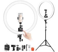 NEEWER Advanced 18 inch LED Ring Light for Phone, LCD Touch Screen, 2.4G Remote Lights Control, 3200-5600K, Tripod Light for iPhone Action Camera, for Studio Makeup TikTok YouTube Video Salon (Black)