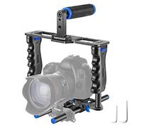 Neewer Aluminum Alloy Camera Video Cage Film Movie Making Kit, with Top Handle, Dual Hand Grip, Two 15mm Rods, Compatible with Canon, Sony, Fujifilm, and Nikon DSLR Camera and Camcorder (Black + Blue)
