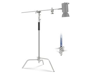 NEEWER BASICS 100% Stainless Steel Heavy Duty C Stand with Boom Arm, Max 10.5ft/320cm Photography Light Stand, 4.2ft/128cm Holding Arm, 2 Grip Heads for Studio Monolight Softbox Reflector, SC320 Lite