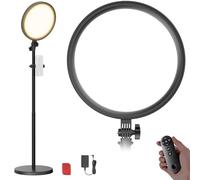 NEEWER BASICS 12" 24W Large Ring Light with 68" Stand/Phone Holder/Remote for iPhone Video Recording Selfie Streaming Makeup Studio Photography, 3000K-6500K CRI98 Full Screen LED Panel Lighting, BR13