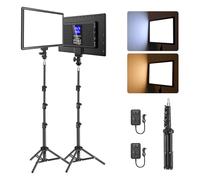 NEEWER BASICS 13" LED Video Light Panel, 2 Pack Studio Lighting Kit with Tripod Stands, Bi Color Photo Key Light for Streaming Photography Podcast Recording, 2400Lux 3200-5600K CRI97+ 8000mAh, NL-192B