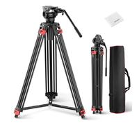NEEWER Basics 187 cm Video Tripod with Damped Fluid Head, Sturdy Metal Stand for DSLR Camera Camcorder Video Recording, QR Plate Compatible with Manfrotto 501, Max Load 8 kg, Cloth, TP37