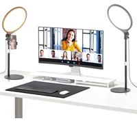NEEWER BASICS 2 Pack 10.5" Desk Ring Light with Stands/Phone Holders/Timer, 3000-6500K Full Screen 15W LED Panel Lighting for iPhone Recording Streaming Selfie Laptop Webcam Video Conference Zoom, R10