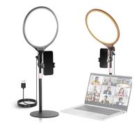 NEEWER BASICS 2 Pack 10.5" Desk Ring Light with Stands/Phone Holders/Timer, 3000-6500K Full Screen 15W LED Panel Lighting for iPhone Recording Streaming Selfie Laptop Webcam Video Conference Zoom, R10