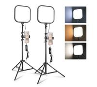 NEEWER BASICS 2 Pack 15W 10.8" LED Video Light Panel Lighting Kit, L220 | With 63" Tripod Stands, Edge Lit Bi Color Dimmable Studio Light 816lux, CRI95+ for Photo, Filming, Recording, Streaming