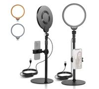 NEEWER BASICS 2 Pack 7" Desk Ring Lights for Video Recording, 10W Dimmable Full Screen Key Lighting with Stands & Phone Holders for iPhone Computer Laptop Vlog Live Streaming Video Conference, R06