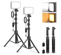NEEWER BASICS 2 Pack LED Video Light Panel Lighting Kit, 6.2" Dimmable Portable Studio Light with 53" Tripod Stand, 3200K-5600K/CRI95+ 810lux for Photography Video Recording Streaming Podcast, BP132