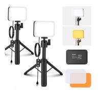 NEEWER BASICS 2 Pack LED Video Panel Desk Light, Video Conference Lighting Kit with Desktop Tripod Stands/Filters for Webcam Computer Laptop Zoom Call Makeup Recording Selfie Streaming, Dimmable, BP66