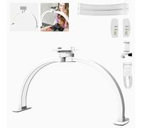 NEEWER BASICS 23" Half Moon Nail Light for Desk, 308 LEDs 28W Bi Color CRI85+ Foldable Nail Tech Table Arc Lamp with Overhead Phone Mount for Manicure Handicraft Lighting Beauty Video Recording,HM04-D