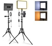 NEEWER Basics 2Pcs LED Video Light Panel with 59'' Tripod Stands/Phone Holders, 2700-6500K 850Lux Dimmable Plastic Studio Lighting for Photography Filming Recording Live Streaming, No Adapter, BP300