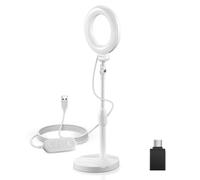 NEEWER BASICS 5"/13cm Desk Ring Light with Stand, 10W LED Selfie Light with Phone Holder Base Compatible with iPhone for Video Recording Laptop Webcam Zoom Video Conference Lighting Makeup, White BR60