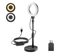 NEEWER BASICS 5"/13cm Desk Ring Light with Stand, Phone Holder Base, 10W LED Selfie Light Compatible with iPhone for Video Recording Laptop Webcam Zoom Video Conference Lighting Makeup, Black BR60