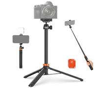 NEEWER BASICS 59"Selfie Stick Tripod Compatible with iPhone & DLSR Camera, Small Metal Compact Portable Travel Desk Stand with Remote Ball Head 2in1 Cell Phone Holder Mount for Video Recording Filming