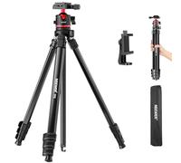 NEEWER BASICS Travel Tripod for Camera, Compact Lightweight Portable DSLR Cam Stand with Ball Head, Arca Type QR Plate, Cell Phone Holder Compatible with Video Recording, Max Load 11 lbs, TP12