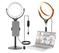 NEEWER BASICS 7" Desk Ring Light with Stand/Phone Holder Compatible with iPhone, 10W CRI95+ Bi Color LED Selfie Light for TikTok Recording Laptop Webcam Zoom Video Conference Lighting Makeup, RL7B