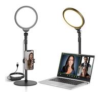 NEEWER BASICS 7" Desktop LED Ring Light with App Control, 10W USB Full Screen Video Conference Lighting, Desk Stand Phone Holder Compatible with iPhone for Selfie Makeup Recording Streaming, R06S