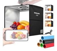 NEEWER BASICS Bi Color Photo Studio Light Box, 12"x12"x12" Folding Photo Booth Shooting Tent with 6 Color Backdrops, 120 LEDs CRI95+ Dimmable for Tabletop Jewelry Electronics Food Photography, LB30B