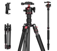 NEEWER BASICS Carbon Fiber Travel Tripod Monopod, 64" Compact Lightweight Portable Camera Cell Phone Holder Stand Compatible with iPhone Video Recording, Arca Type Ball Head, Max Load 13.2 lbs, TP17B