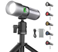 NEEWER BASICS FL10 Zoomable Photography Flashlight Spotlight w/Desk Tripod | 4 Colors, 20 Gobos, 7500mAh, 10W, 6300K, Portable LED Video Light, Ambient Sunset Studio Photography Recording Lighting