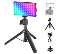 NEEWER BASICS Full RGB Camera Video Light with Desk Tripod Stand, 8W CRI97 2700K-7500K 18 Scenes 4000mAh Portable Metal Small LED Panel Lighting for DSLR Streaming Photography Video Recording, SL90C