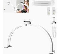 NEEWER Basics HM04-D 23 Inch Tishc Half Moon Nail Lamp, 308 LEDs, 28 W, Two-Tone, CRI 85+, Foldable Nail Technology Table Lamp with Overhead Mobile Phone Holder for Manicure, Craft Lighting, Beauty