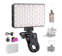 Neewer BASICS LED Selfie Phone Light, Rechargeable 2500-9000K Clip On Fill Light, Color Films/Diffuser/3000mAh, CRI95+ Dimmable Video Conference Lighting for iPhone Camera Laptop Zoom Call, BL120B